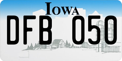 IA license plate DFB050