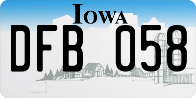 IA license plate DFB058