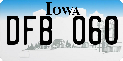 IA license plate DFB060
