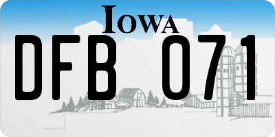 IA license plate DFB071