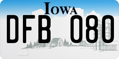 IA license plate DFB080