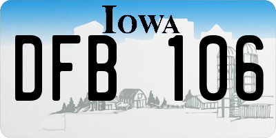IA license plate DFB106