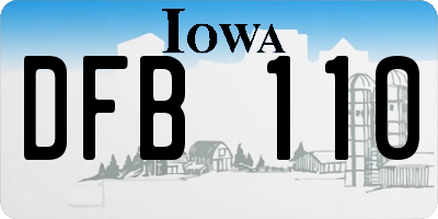 IA license plate DFB110