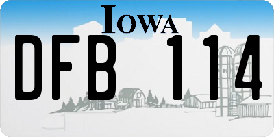IA license plate DFB114