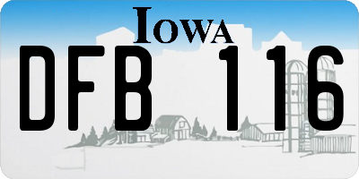 IA license plate DFB116