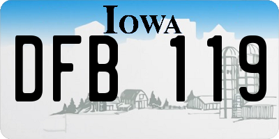 IA license plate DFB119