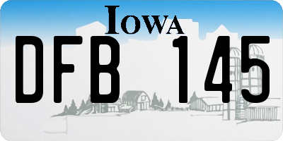 IA license plate DFB145