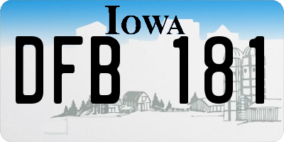 IA license plate DFB181