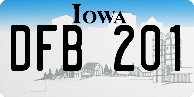 IA license plate DFB201