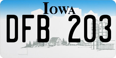 IA license plate DFB203