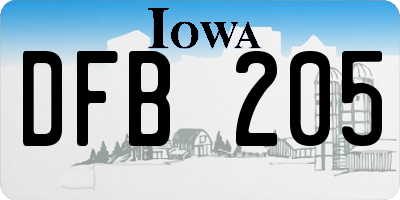 IA license plate DFB205