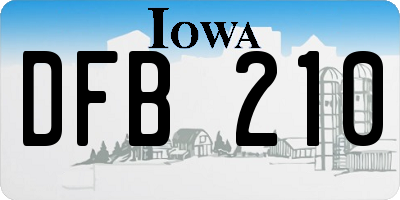 IA license plate DFB210