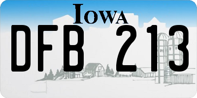 IA license plate DFB213