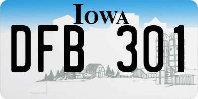 IA license plate DFB301