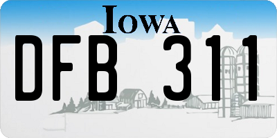 IA license plate DFB311