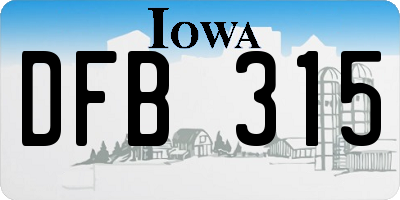 IA license plate DFB315
