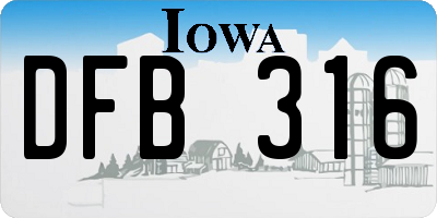 IA license plate DFB316