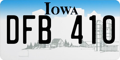 IA license plate DFB410
