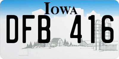 IA license plate DFB416