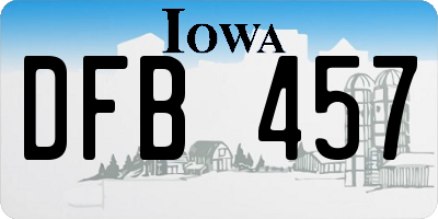 IA license plate DFB457
