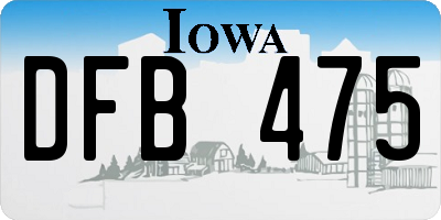 IA license plate DFB475