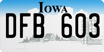 IA license plate DFB603
