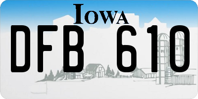 IA license plate DFB610