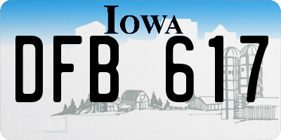 IA license plate DFB617