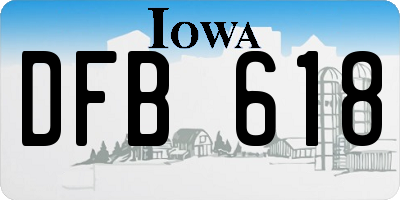 IA license plate DFB618