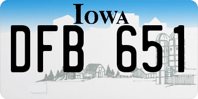 IA license plate DFB651