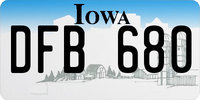 IA license plate DFB680