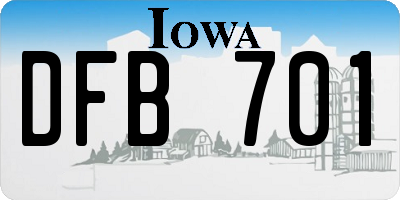 IA license plate DFB701