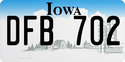 IA license plate DFB702