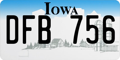 IA license plate DFB756