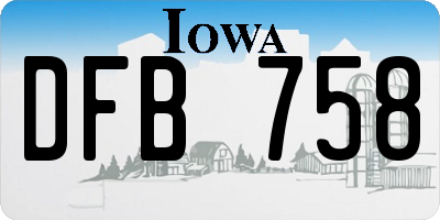 IA license plate DFB758
