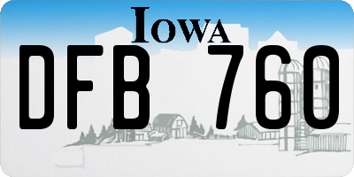 IA license plate DFB760
