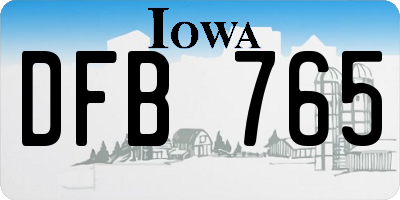 IA license plate DFB765