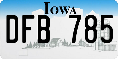 IA license plate DFB785