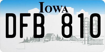IA license plate DFB810