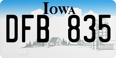 IA license plate DFB835