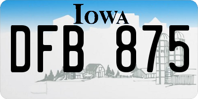 IA license plate DFB875