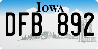 IA license plate DFB892