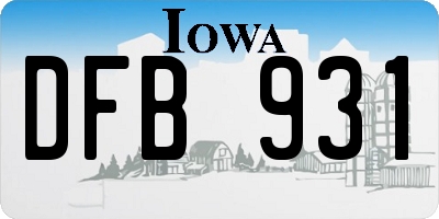 IA license plate DFB931