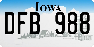 IA license plate DFB988