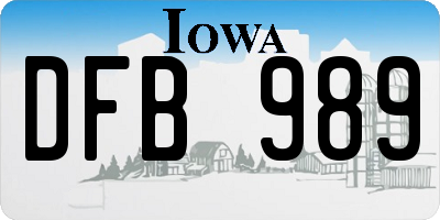 IA license plate DFB989