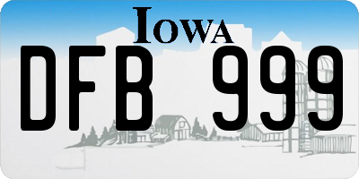 IA license plate DFB999