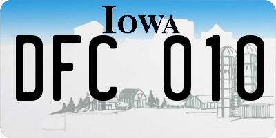 IA license plate DFC010