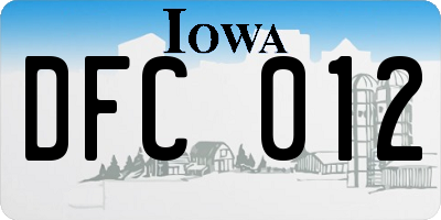IA license plate DFC012