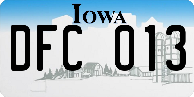 IA license plate DFC013