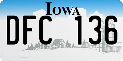 IA license plate DFC136
